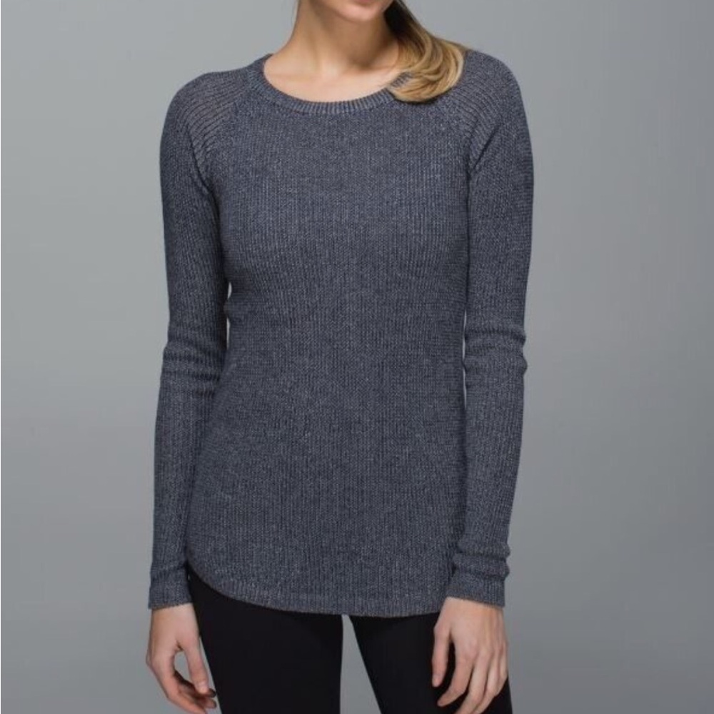 Lululemon Cabin Yogi Heather Gray Long Sleeve Knit Cashmere Blend Sweater 6